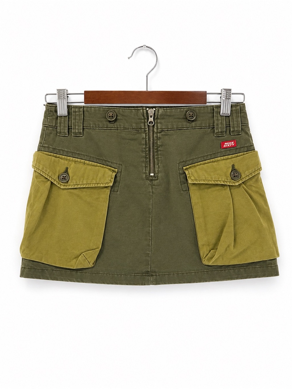 Miss Sixty Two-Tone Cargo Mini-Skirt, Size S